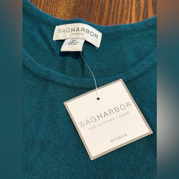 Sag Harbor plus size women’s 2X acrylic sweater dark cyan green pullover NWT New - Picture 7 of 14